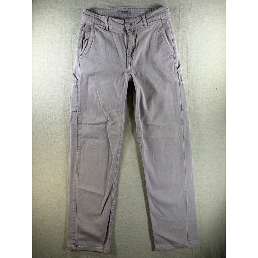 Carhartt WIP Relaxed Straight Carpenter Pants Mens 28x29 Gray Canvas Workwear - Picture 2 of 12
